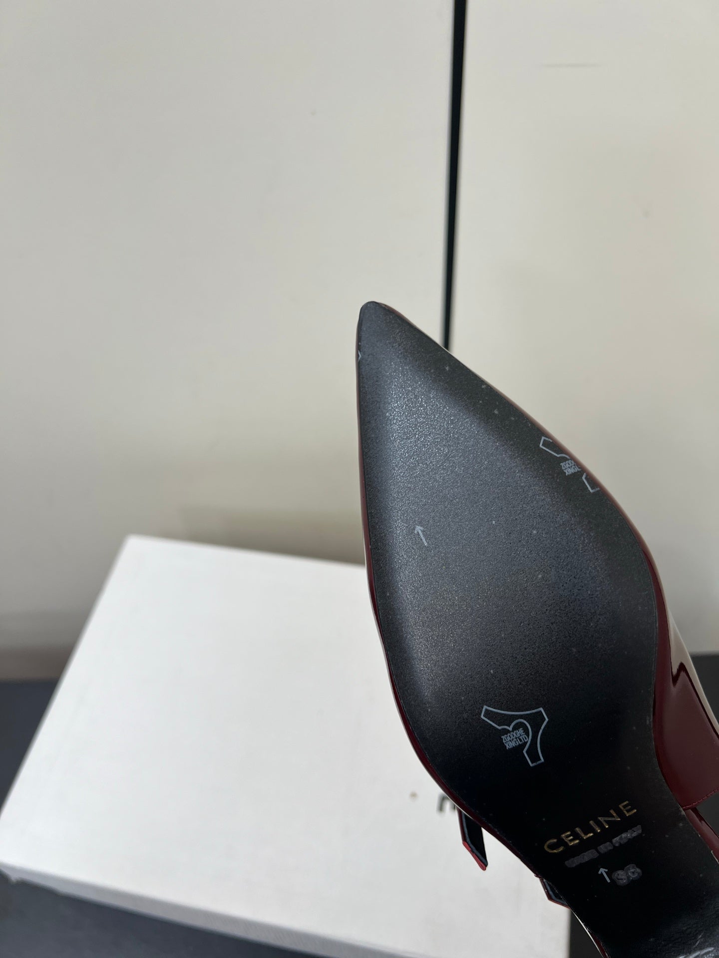 JUDY DOUBLE STRAP MARY JANE SLINGBACK IN BURGUNDY RED PATENT CALFSKIN - 34
