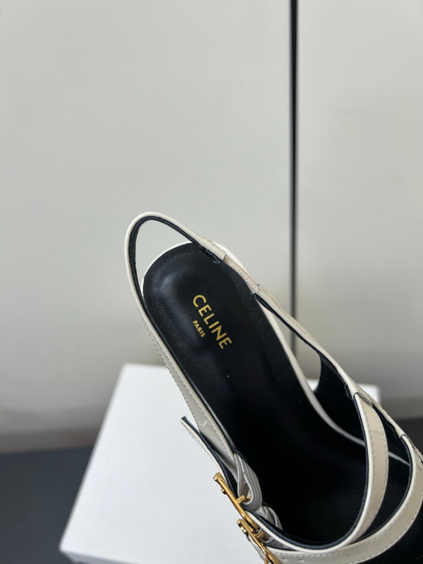 JUDY DOUBLE STRAP MARY JANE SLINGBACK IN WHITE PATENT CALFSKIN - 34