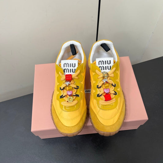 TYRE SNEAKERS IN YELLOW TECHNICAL FABRIC AND SUEDE WITH STICKER - 34