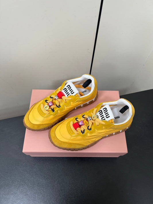 TYRE SNEAKERS IN YELLOW TECHNICAL FABRIC AND SUEDE WITH STICKER - 34