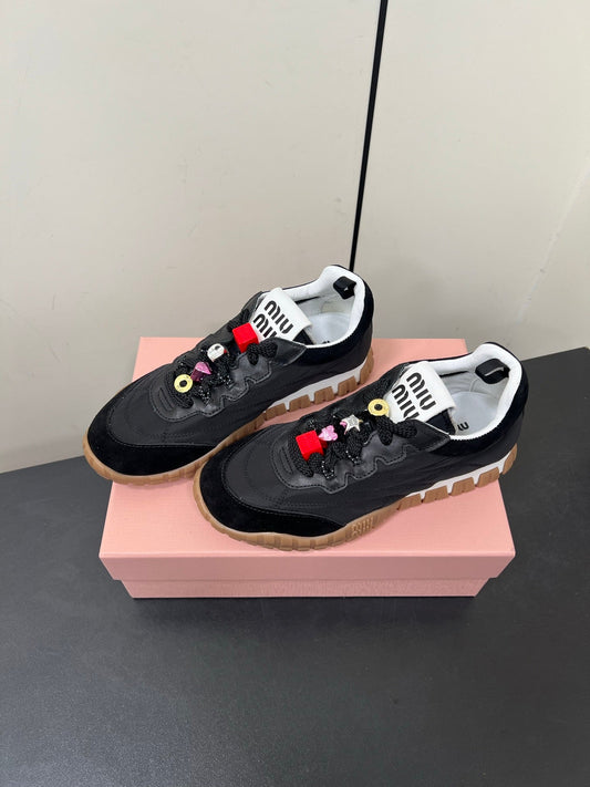 TYRE SNEAKERS IN BLACK TECHNICAL FABRIC AND SUEDE WITH STICKER - 34