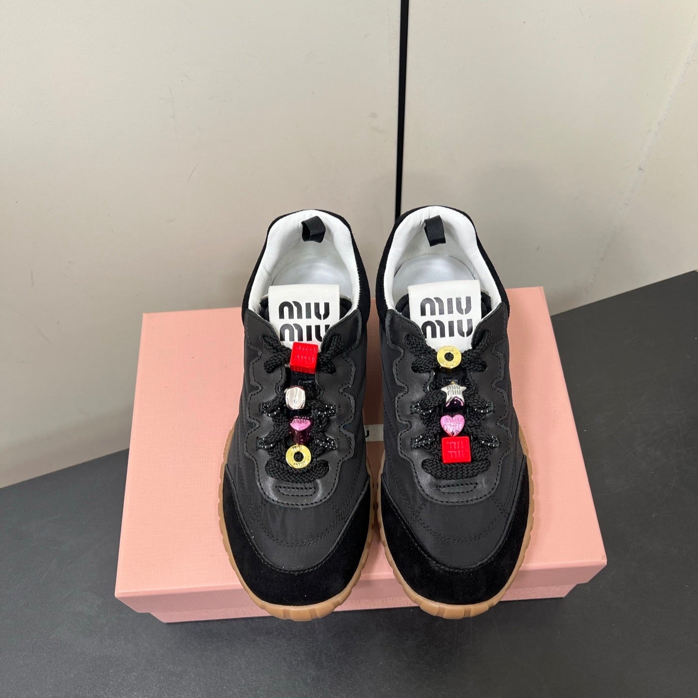 TYRE SNEAKERS IN BLACK TECHNICAL FABRIC AND SUEDE WITH STICKER - 34