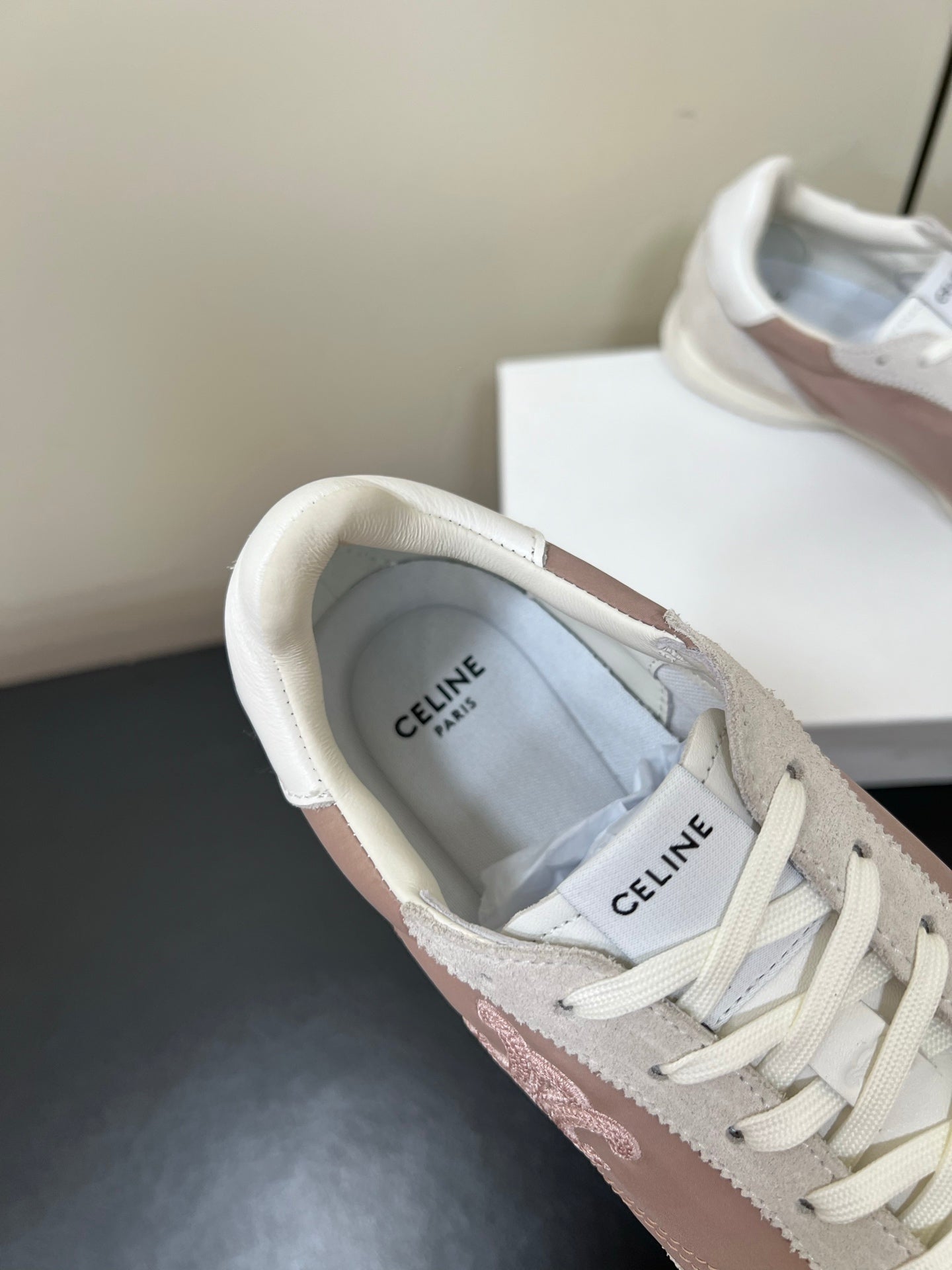 CELINE 25S RACER FORREST GUMP SNEAKERS IN PINK AND GRAY MERCERIZED CALFSKIN - 35