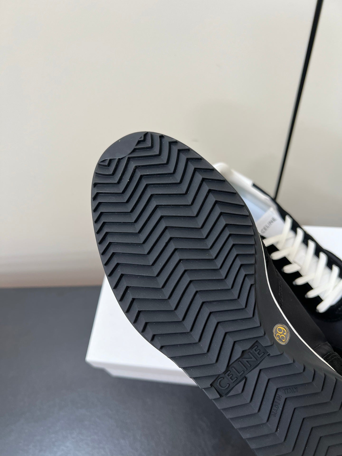 CELINE 25S RACER FORREST GUMP SNEAKERS IN BLACK MERCERIZED CALFSKIN - 35