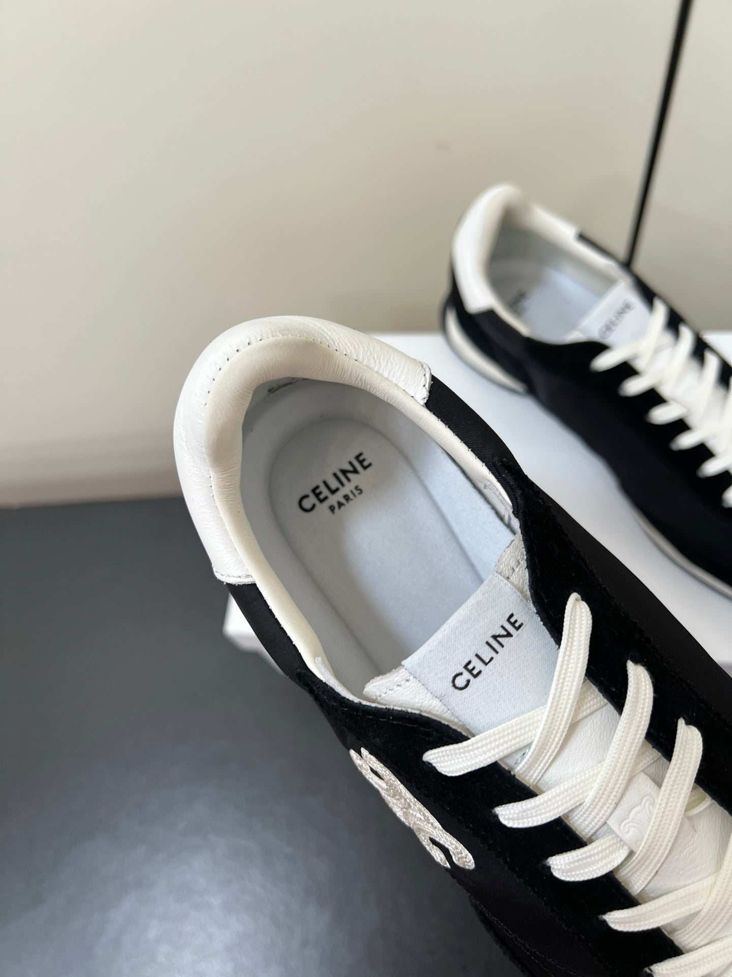 CELINE 25S RACER FORREST GUMP SNEAKERS IN BLACK MERCERIZED CALFSKIN - 35