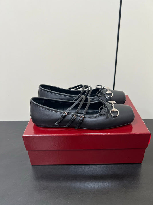 GG MARY JANE 25S IN BLACK LAMBSKIN WITH SILVER HARDWARE - 35