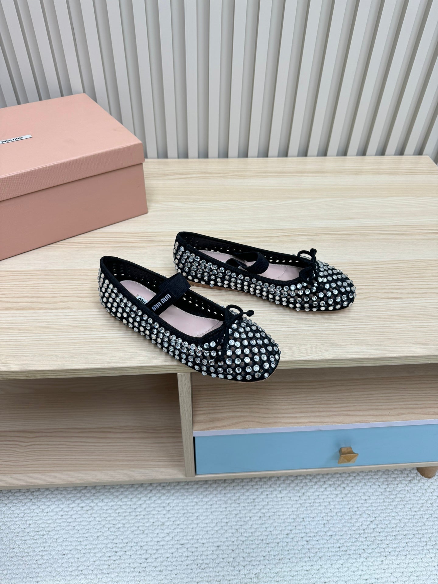 RHINESTONES MARY JANE FLATS IN BLACK SUEDE - 35