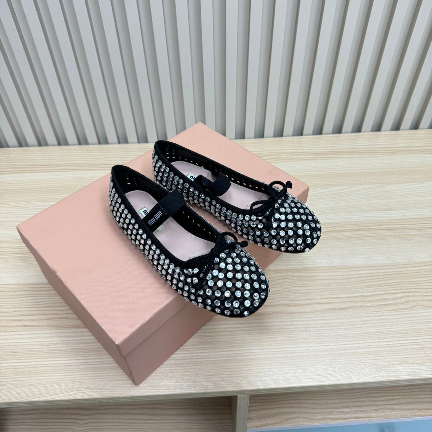 RHINESTONES MARY JANE FLATS IN BLACK SUEDE - 35