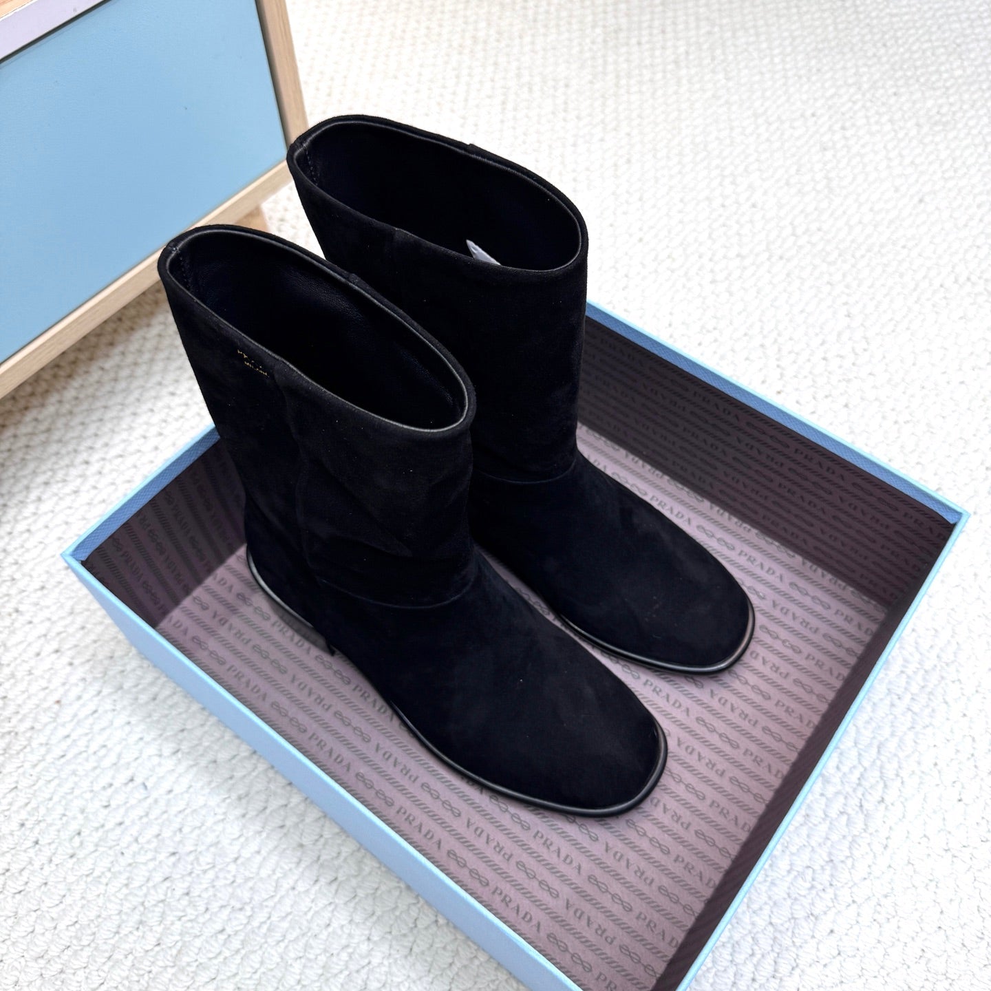 PRADA 25S LOW-CUT BOOTS IN BLACK SUEDE - 35