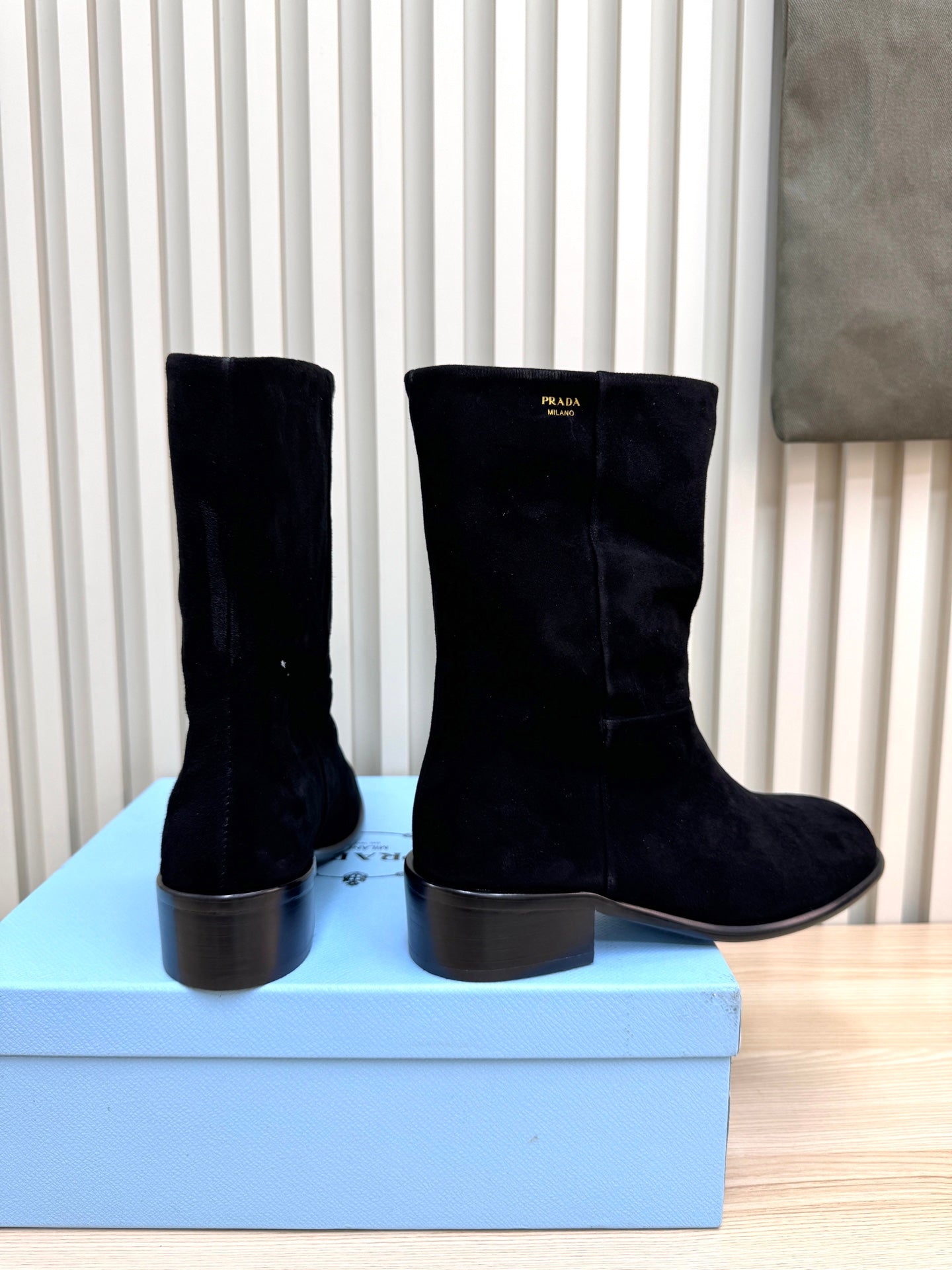 PRADA 25S LOW-CUT BOOTS IN BLACK SUEDE - 35