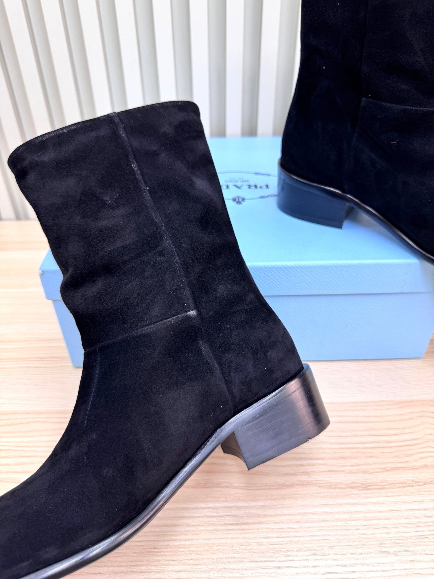 PRADA 25S LOW-CUT BOOTS IN BLACK SUEDE - 35