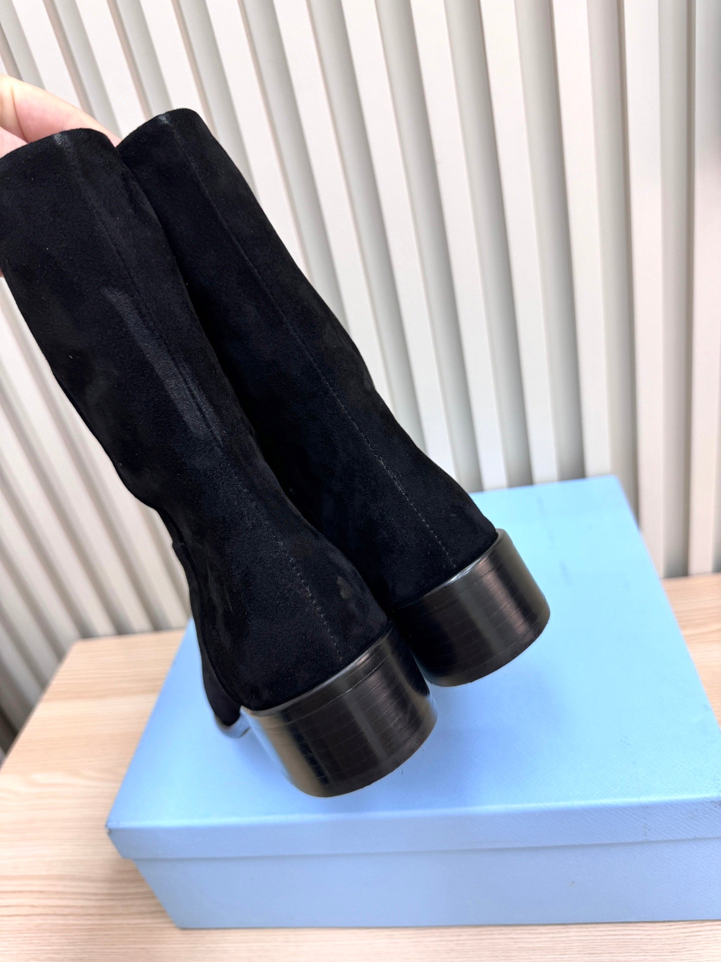 PRADA 25S LOW-CUT BOOTS IN BLACK SUEDE - 35