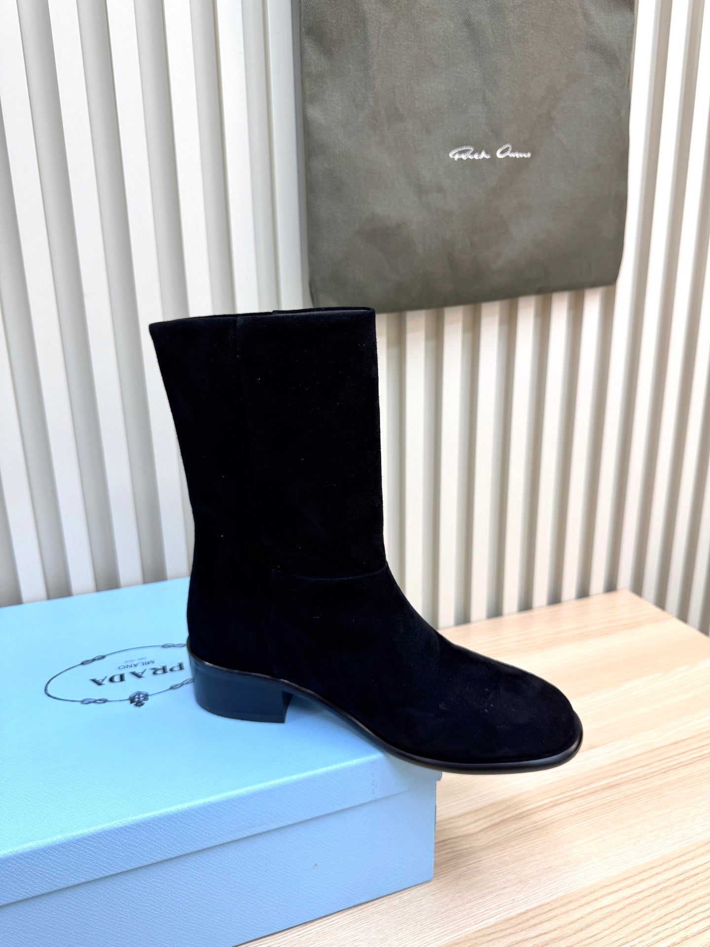 PRADA 25S LOW-CUT BOOTS IN BLACK SUEDE - 35