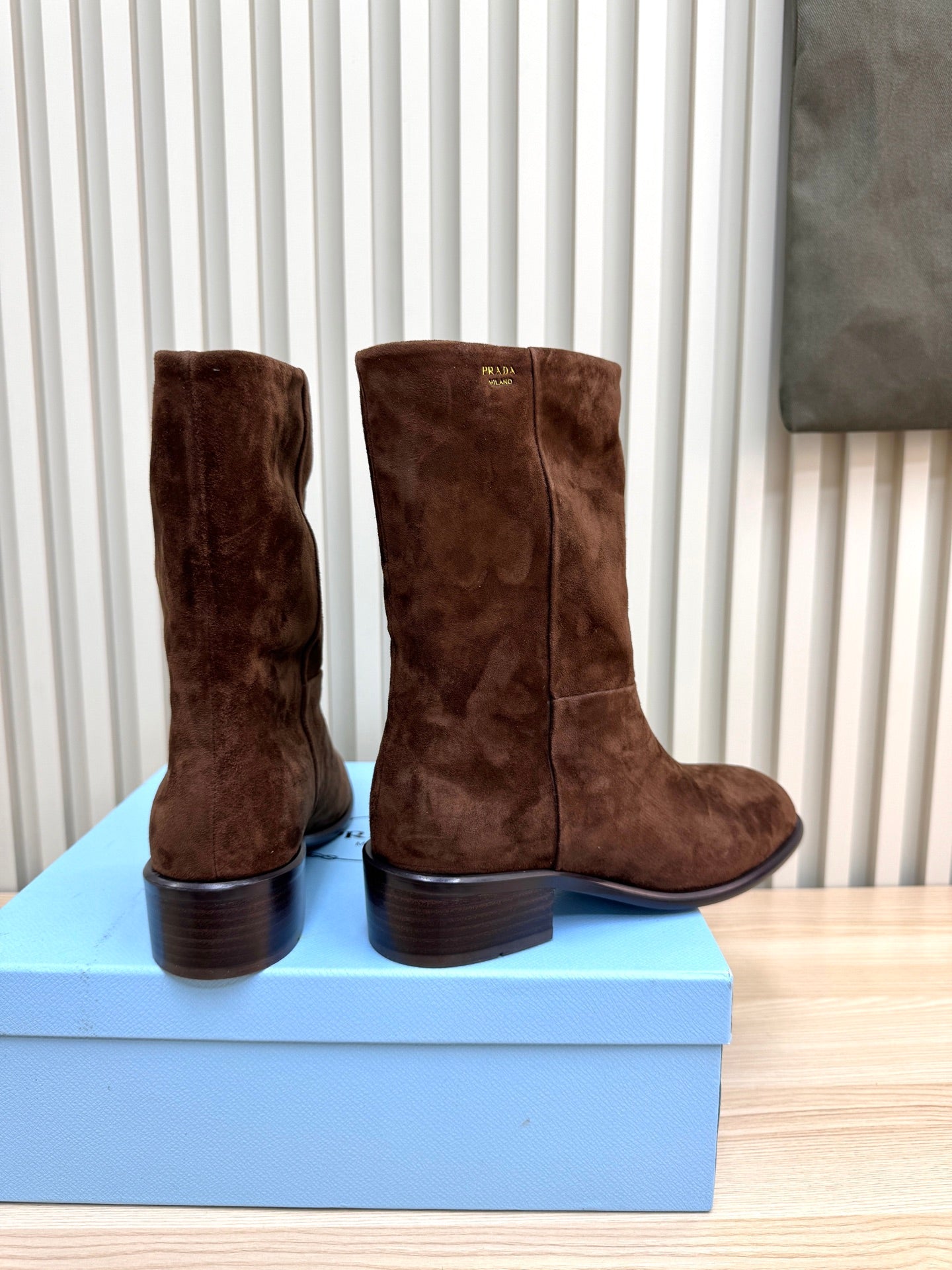 PRADA 25S LOW-CUT BOOTS IN DARK BROWN SUEDE - 35