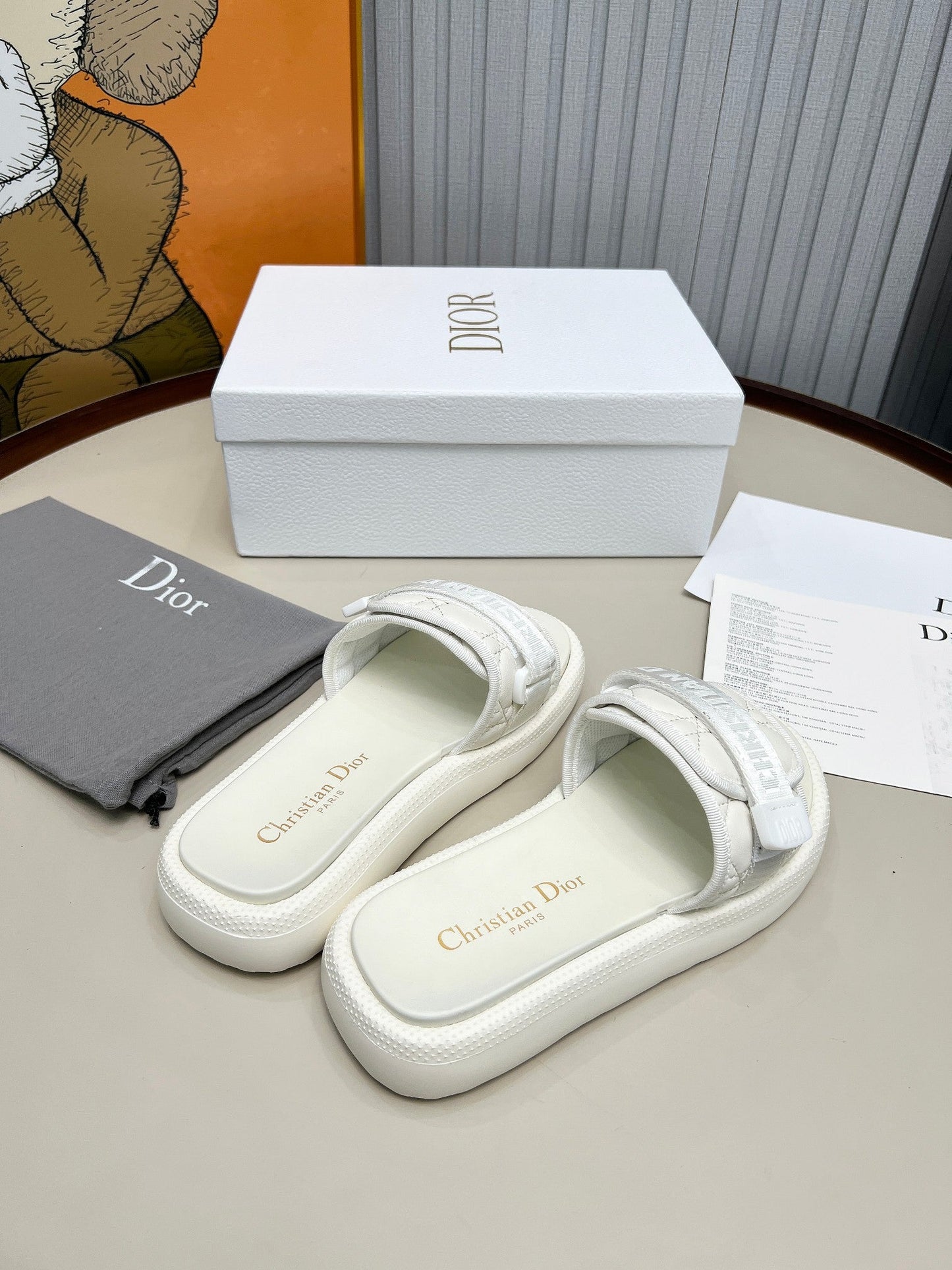 PLATFORM SLIDES 25S 50MM IN WHITE CALFSKIN AND ELECTRIC FABRIC - 35