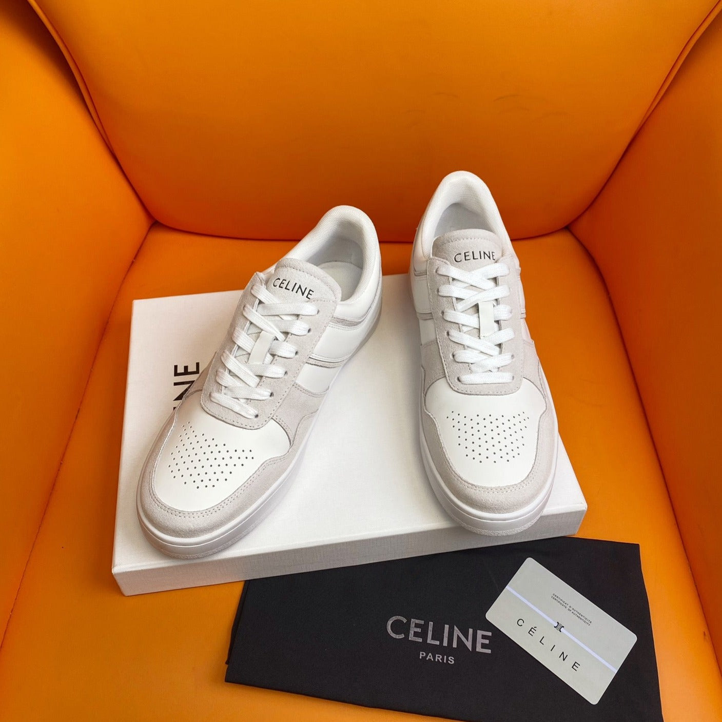 TRAINER LOW LACE-UP SNEAKER IN CALFSKIN OPTIC WHITE PEARL GRAY - 35