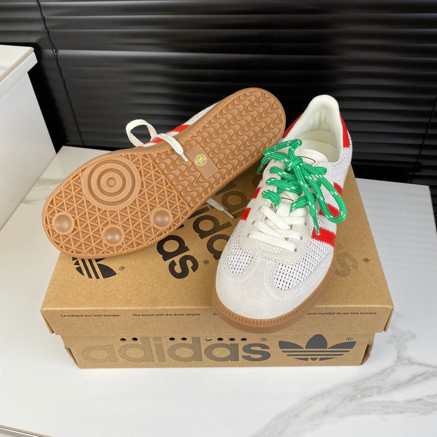 Light Gray Sneakers Adidas Samba Sneakers Cowhide - 35