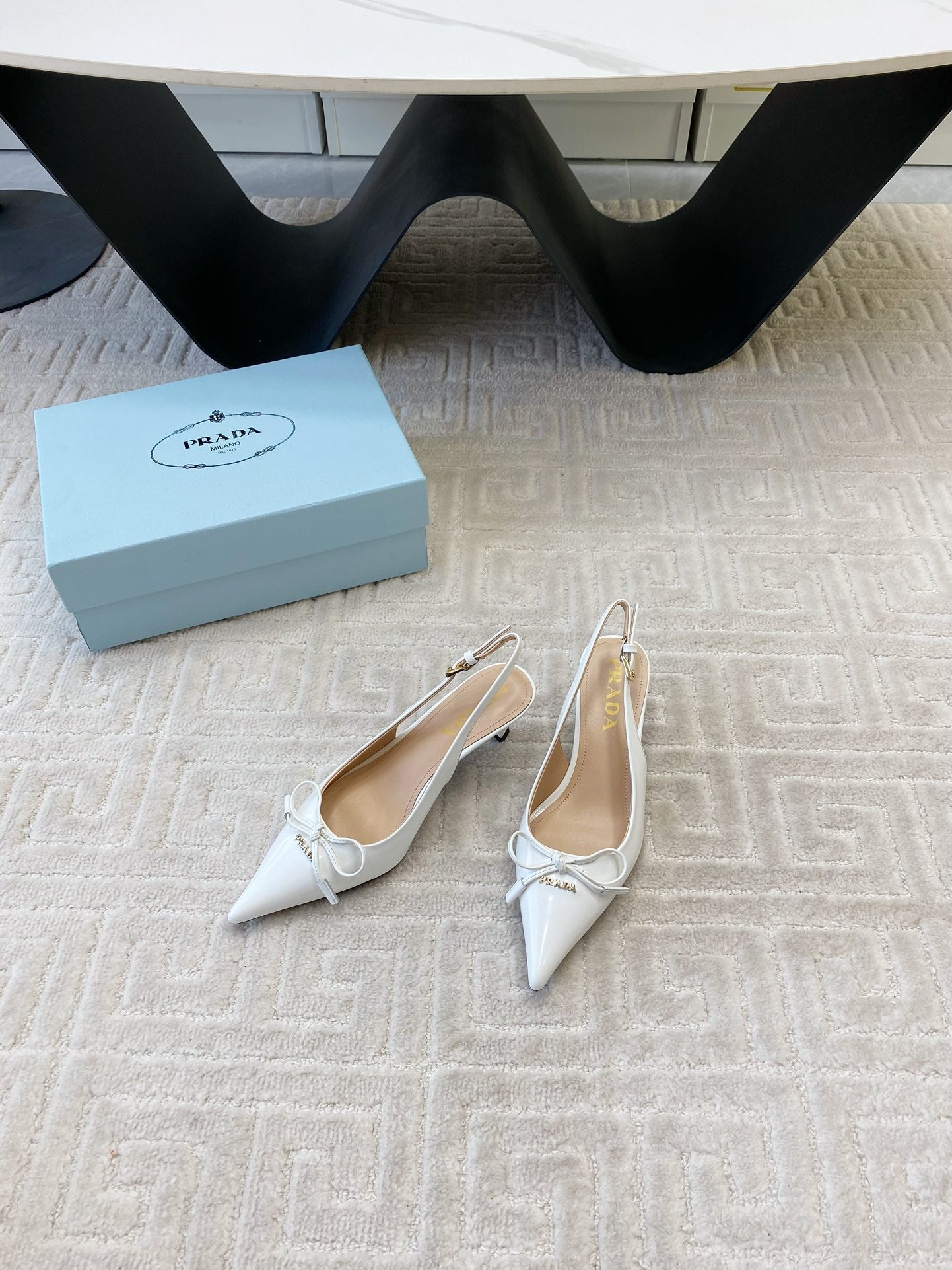 SLINGBACK PUMPS ATTACHED BOW IN WHITE GLOSSY CALFSKIN - 35