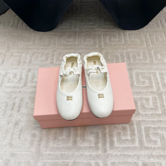 MARY JANE FLATS IN WHITE SMOOTH LAMBSKIN - 35
