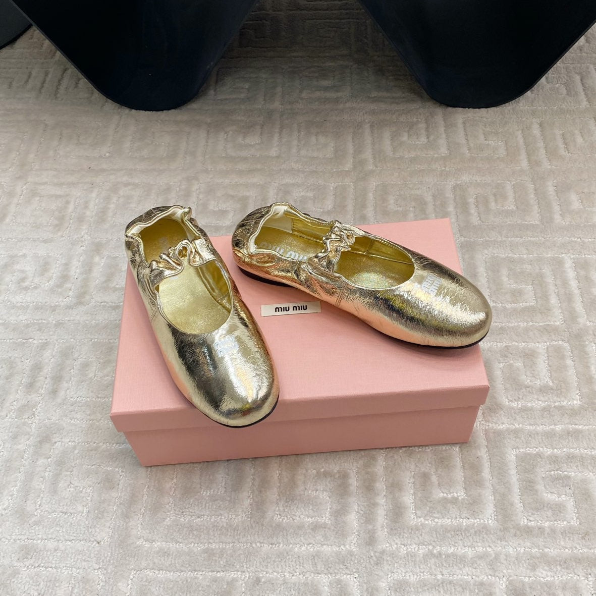MARY JANE FLATS IN GOLD METALLIC SMOOTH LAMBSKIN - 35