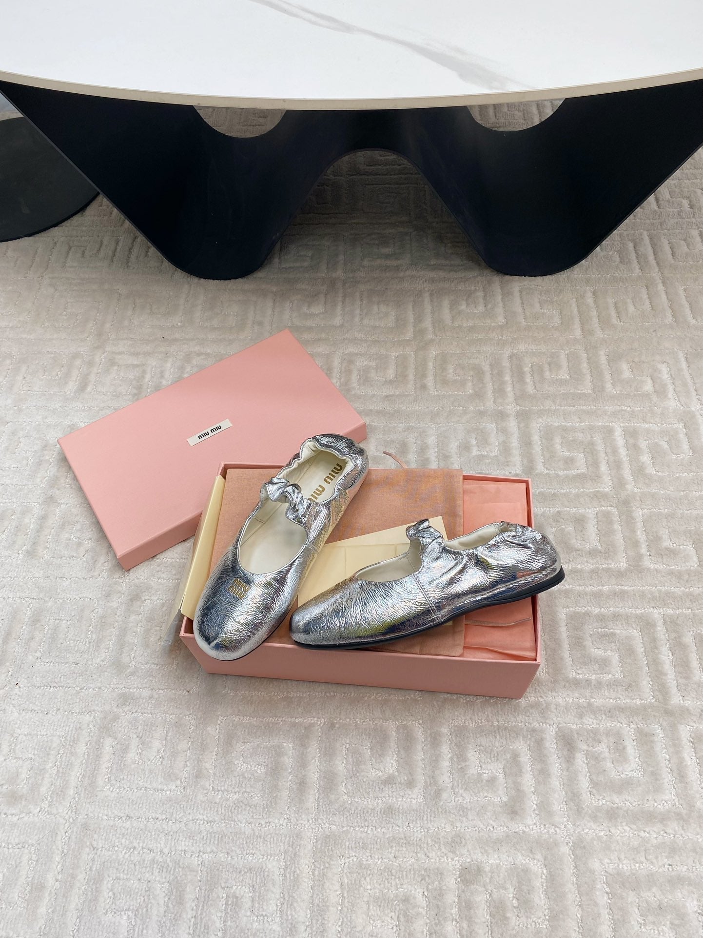 MARY JANE FLATS IN SILVER METALLIC SMOOTH LAMBSKIN - 35