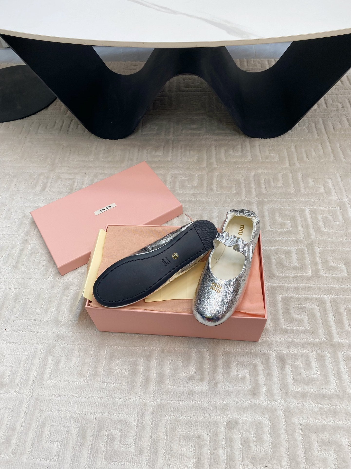 MARY JANE FLATS IN SILVER METALLIC SMOOTH LAMBSKIN - 35