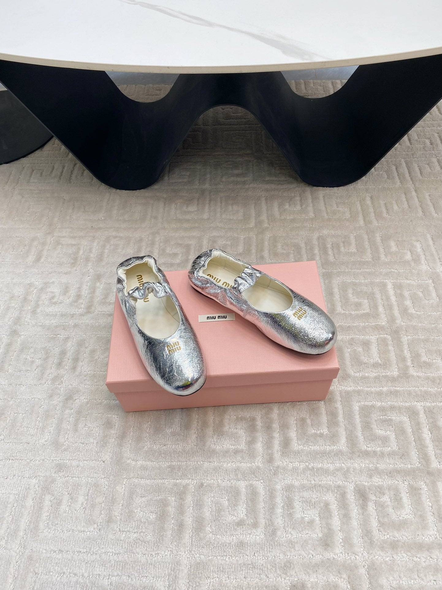 MARY JANE FLATS IN SILVER METALLIC SMOOTH LAMBSKIN - 35