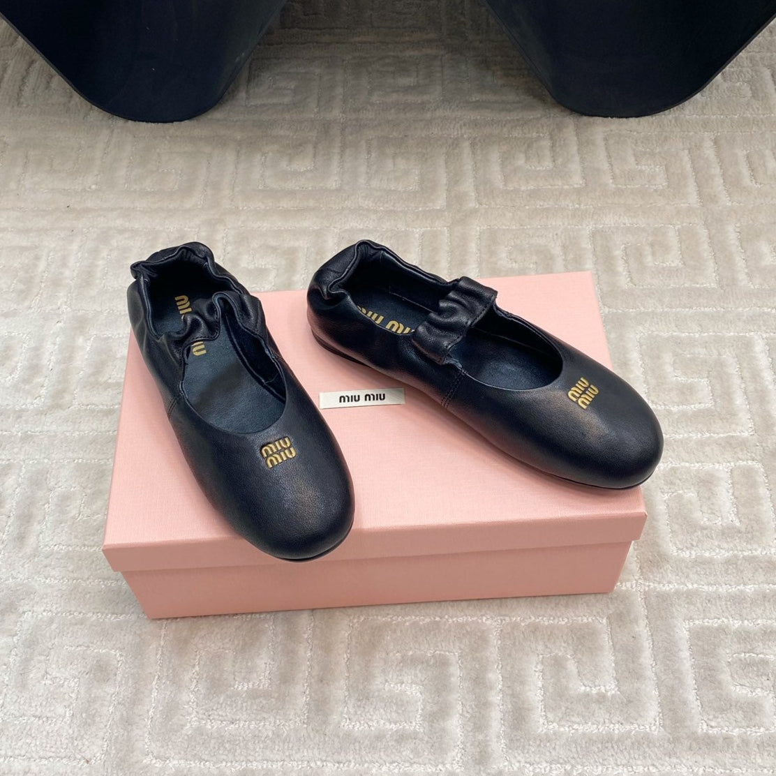 MARY JANE FLATS IN BLACK SMOOTH LAMBSKIN - 35