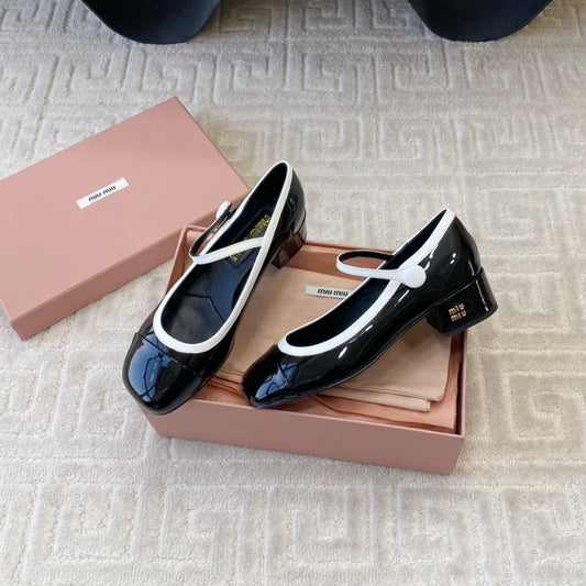 MARY JANE PUMPS IN BLACK GLOSSY SHEEPSKIN - 35