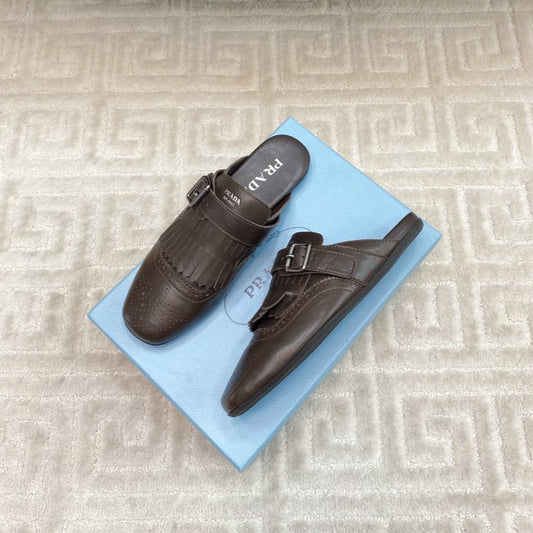 TASSEL MULES IN WALNUT BROWN LAMBSKIN - 35