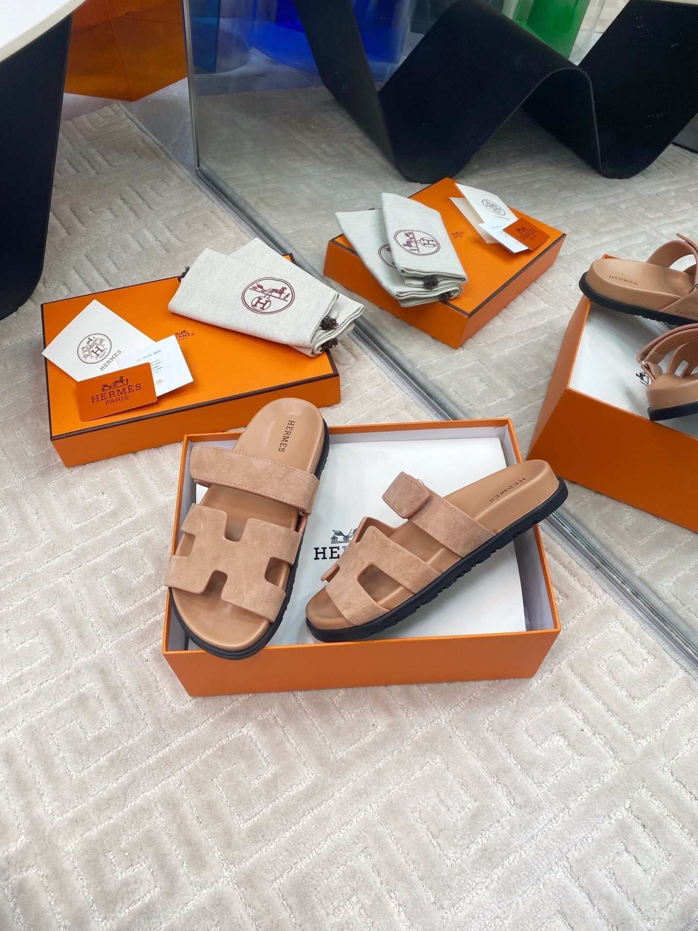 HM CHYPRE SANDALS IN DARK BEIGE SUEDE - 35