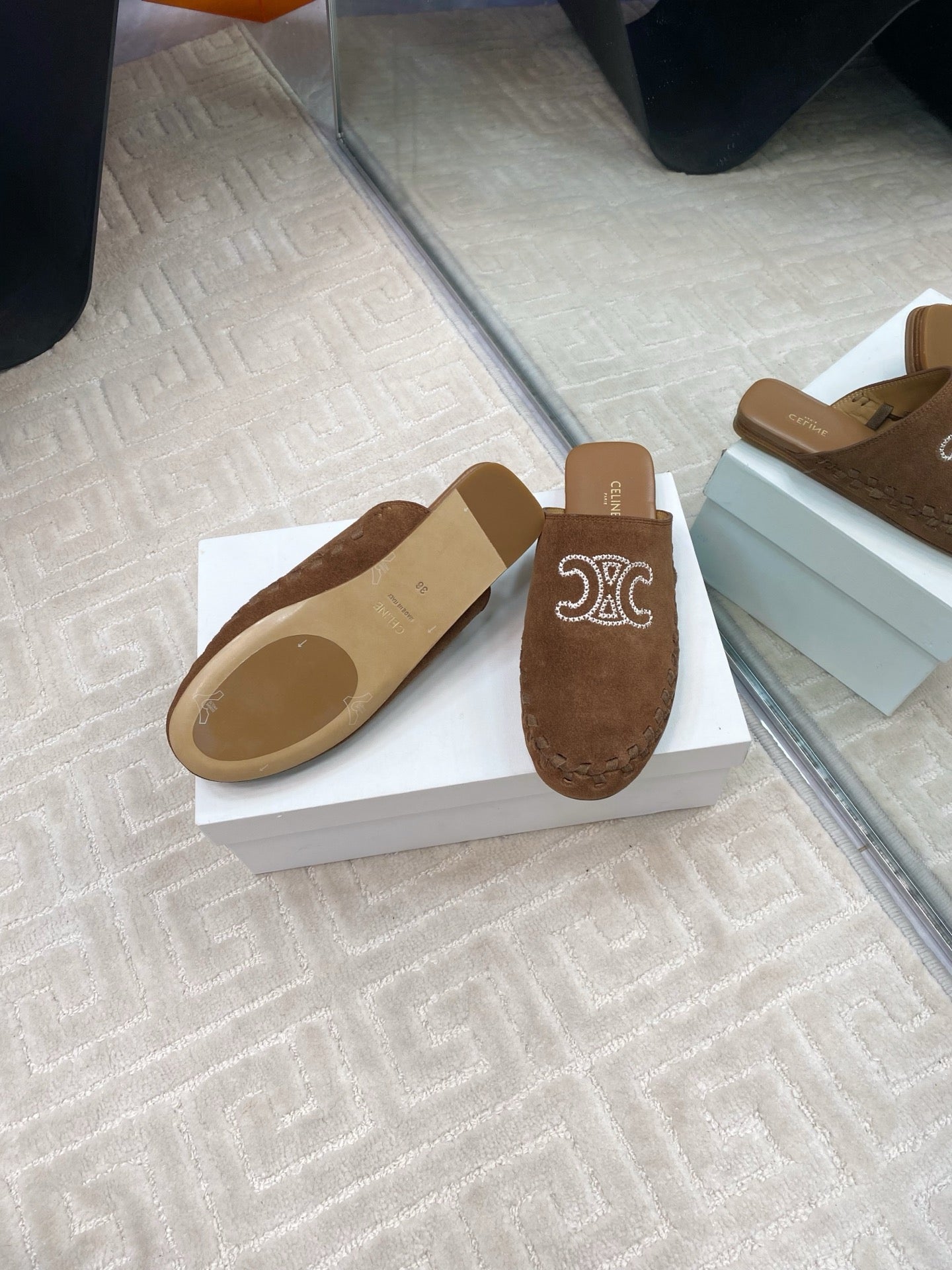 MARLOU MULE IN PEANUT BROWN SUEDE - 35