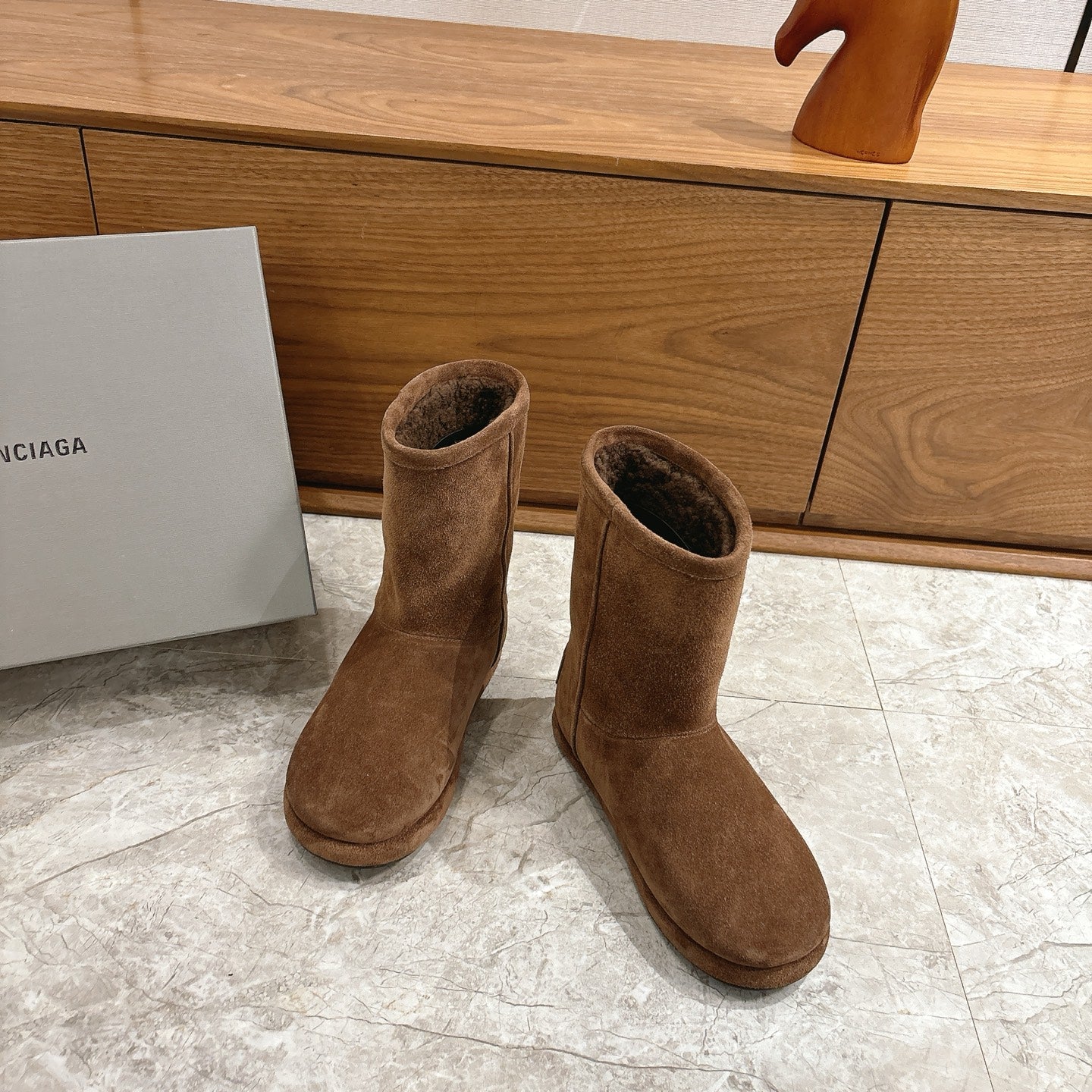 BALENCIAGA 25S ALASKA ANKLE BOOTS IN BROWN SUEDE - 35