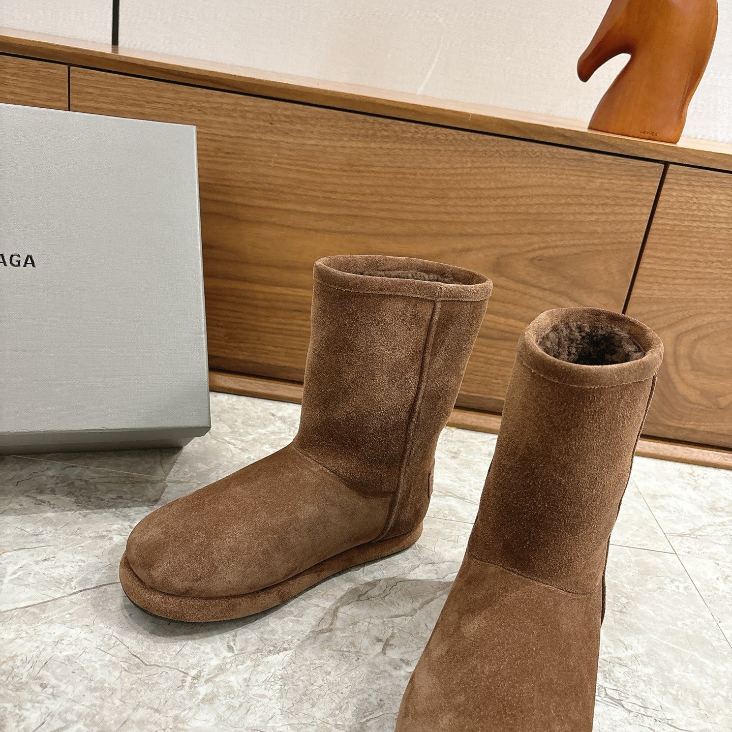 BALENCIAGA 25S ALASKA ANKLE BOOTS IN BROWN SUEDE - 35