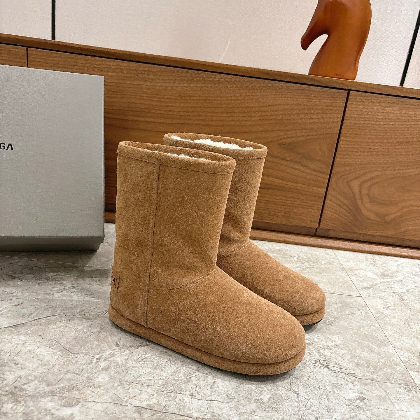 BALENCIAGA 25S ALASKA ANKLE BOOTS IN LIGHT BROWN SUEDE - 35