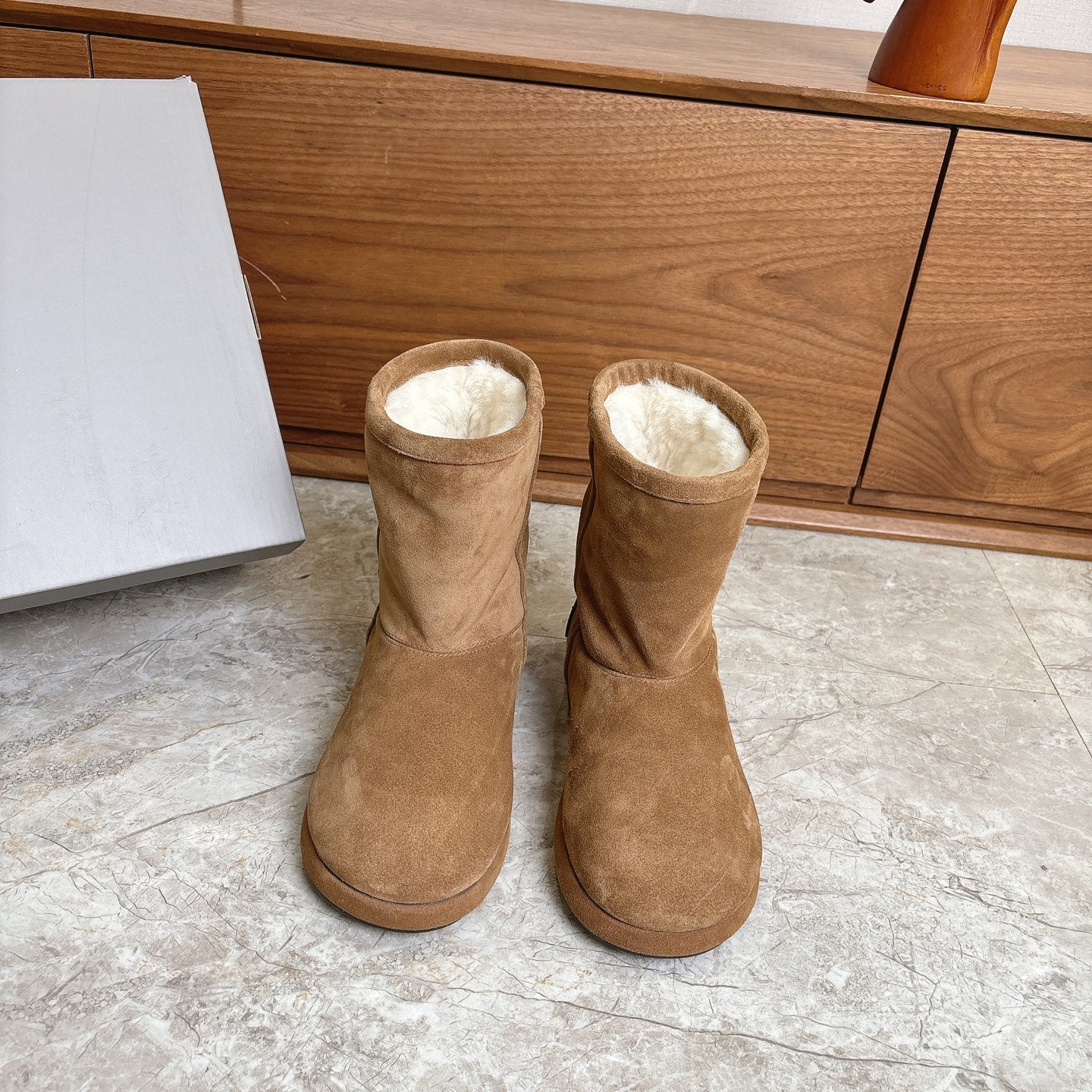 BALENCIAGA 25S ALASKA ANKLE BOOTS IN WARM CARAMEL SUEDE - 35