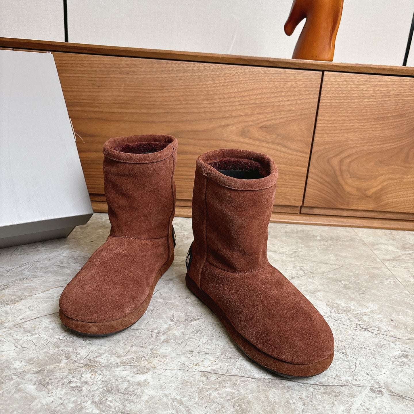 BALENCIAGA 25S ALASKA ANKLE BOOTS IN DEEP CHESTNUT BROWN SUEDE - 35