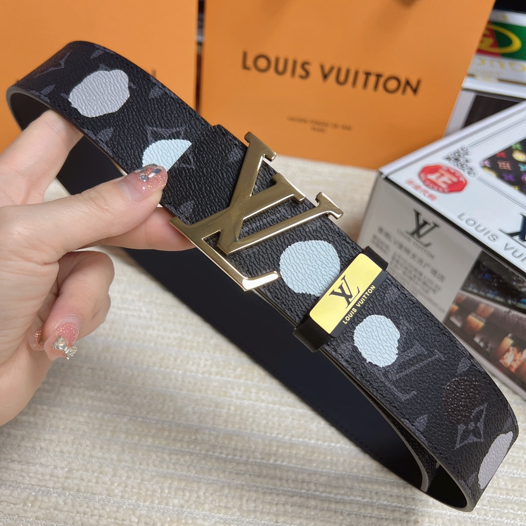 LV 25S BELT 38 MM IN DARK CHARCOAL GRAY CALFSKIN 593280 - 26-28