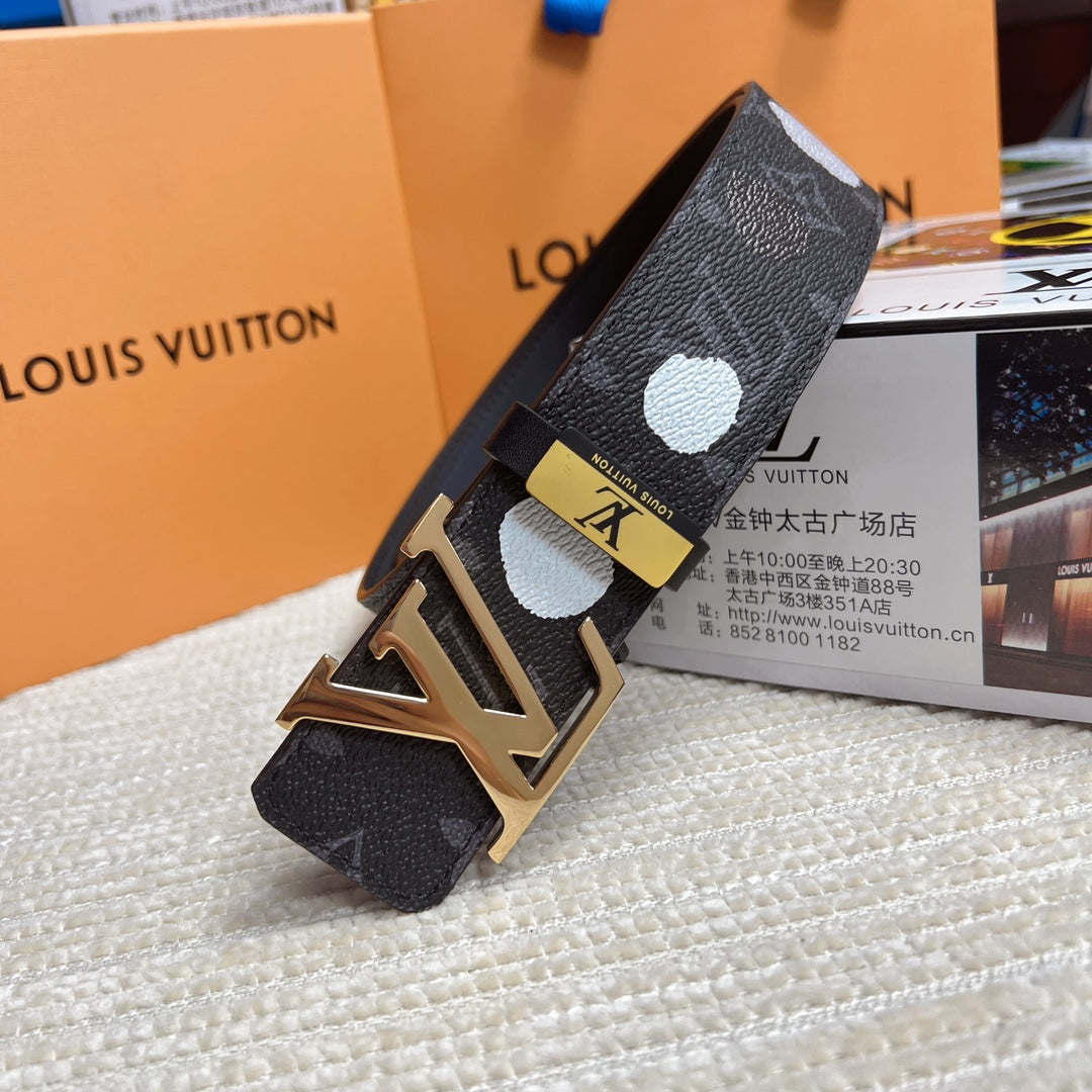 LV 25S BELT 38 MM IN DARK CHARCOAL GRAY CALFSKIN 593280 - 26-28