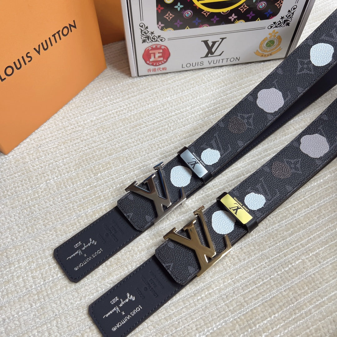 LV 25S BELT 38 MM IN DARK CHARCOAL GRAY CALFSKIN 593280 - 26-28