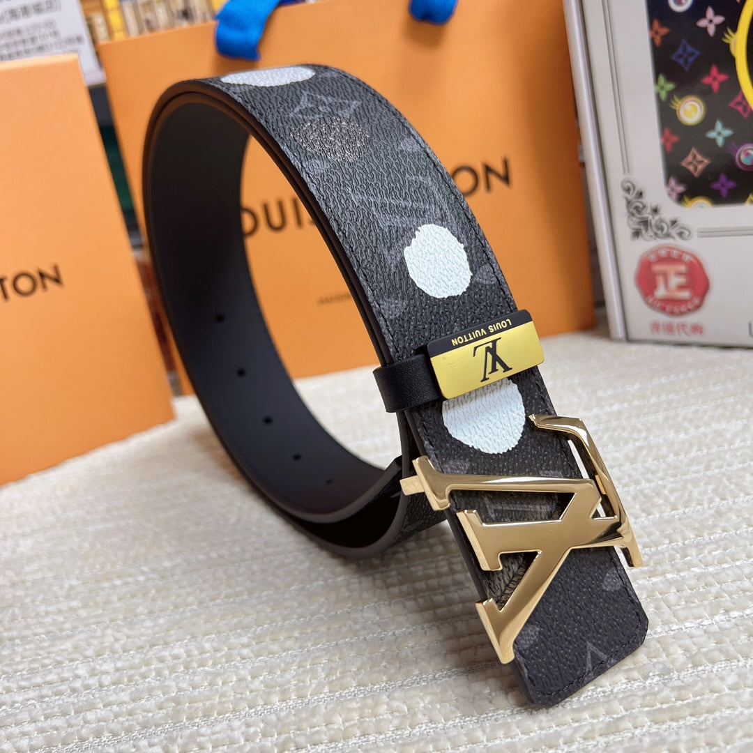 LV 25S BELT 38 MM IN DARK CHARCOAL GRAY CALFSKIN 593280 - 26-28