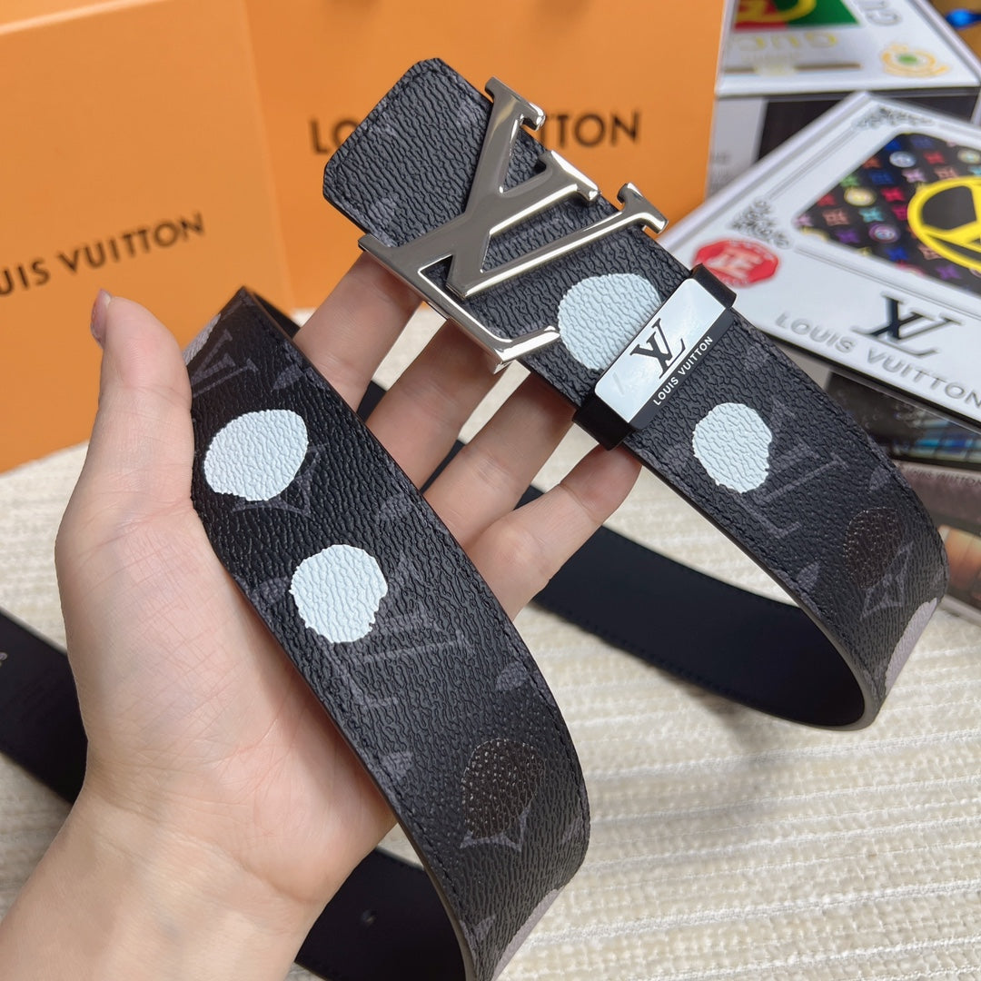 LV 25S BELT 38 MM IN DARK CHARCOAL GRAY CALFSKIN 593281 - 26-28