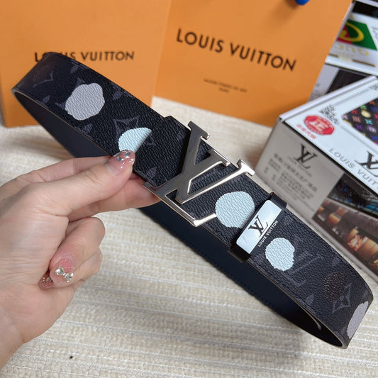 LV 25S BELT 38 MM IN DARK CHARCOAL GRAY CALFSKIN 593281 - 26-28