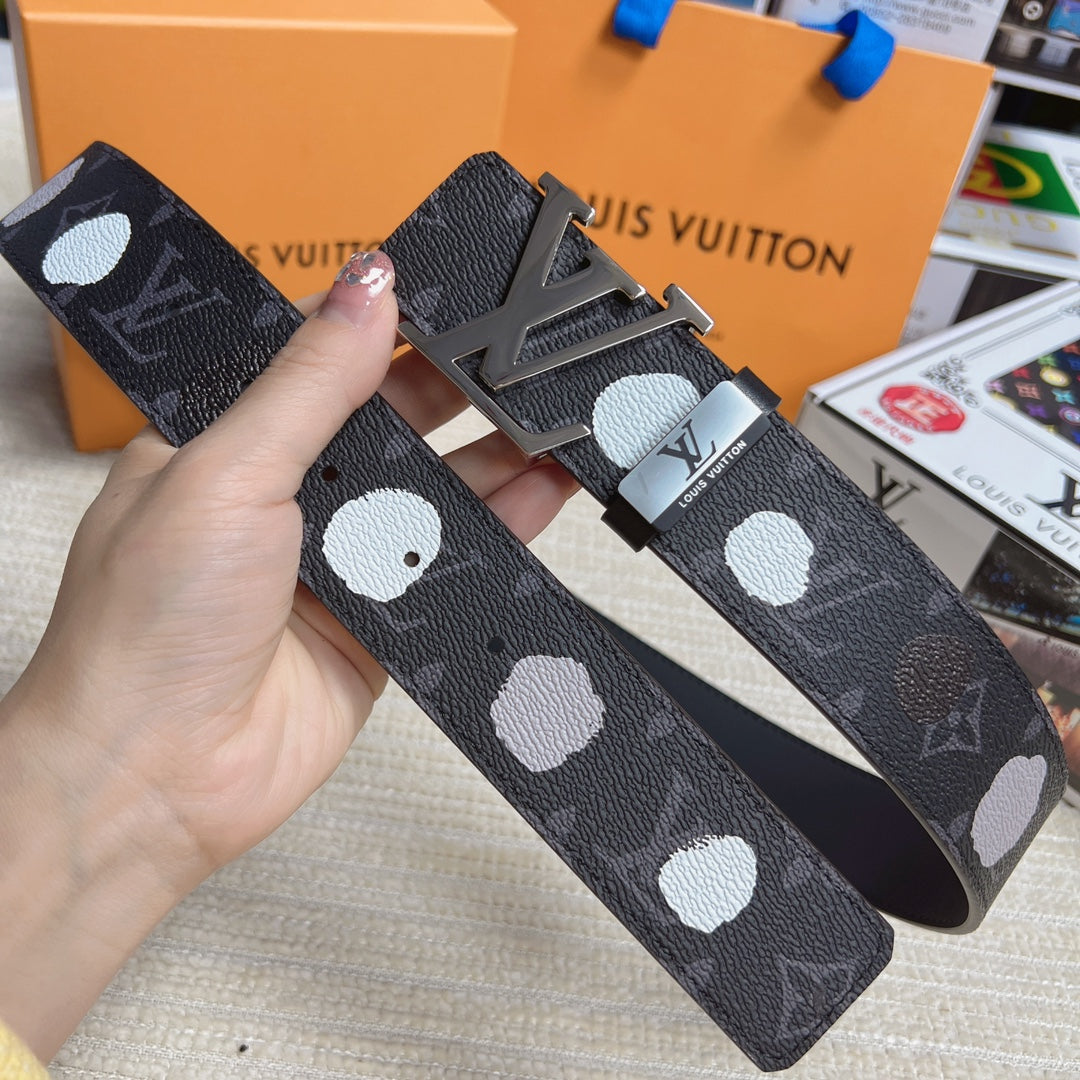 LV 25S BELT 38 MM IN DARK CHARCOAL GRAY CALFSKIN 593281 - 26-28