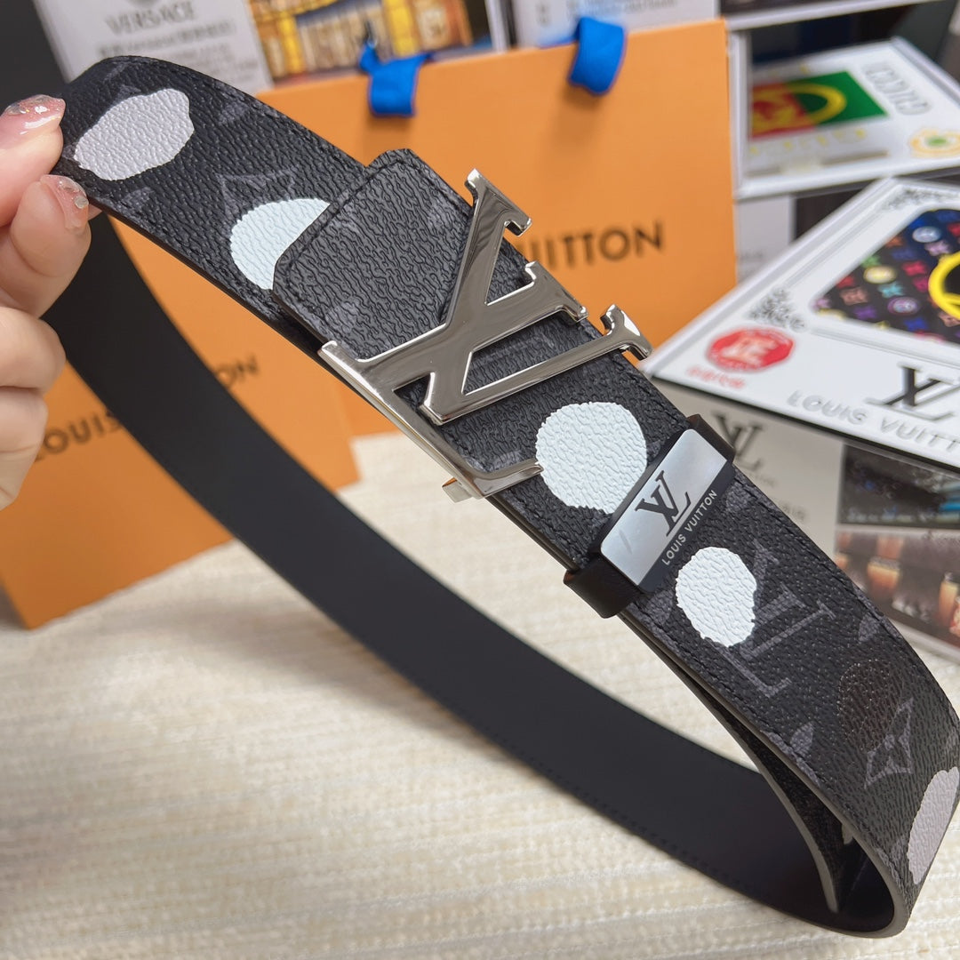 LV 25S BELT 38 MM IN DARK CHARCOAL GRAY CALFSKIN 593281 - 26-28