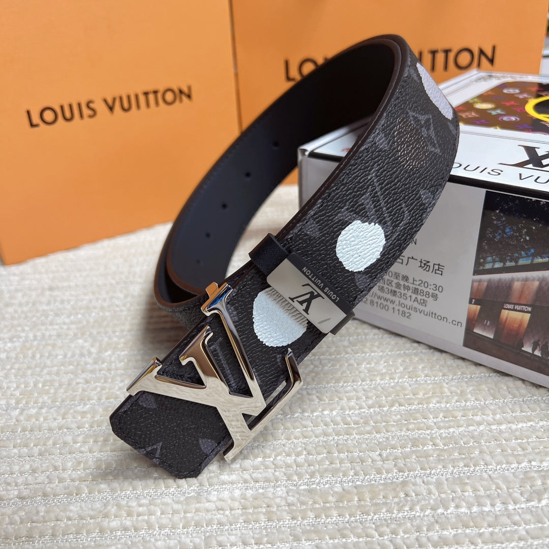 LV 25S BELT 38 MM IN DARK CHARCOAL GRAY CALFSKIN 593281 - 26-28
