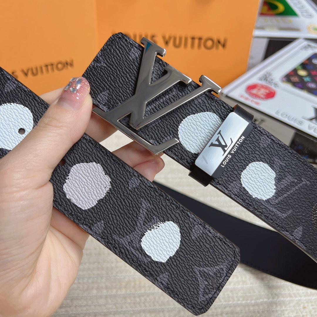 LV 25S BELT 38 MM IN DARK CHARCOAL GRAY CALFSKIN 593281 - 26-28