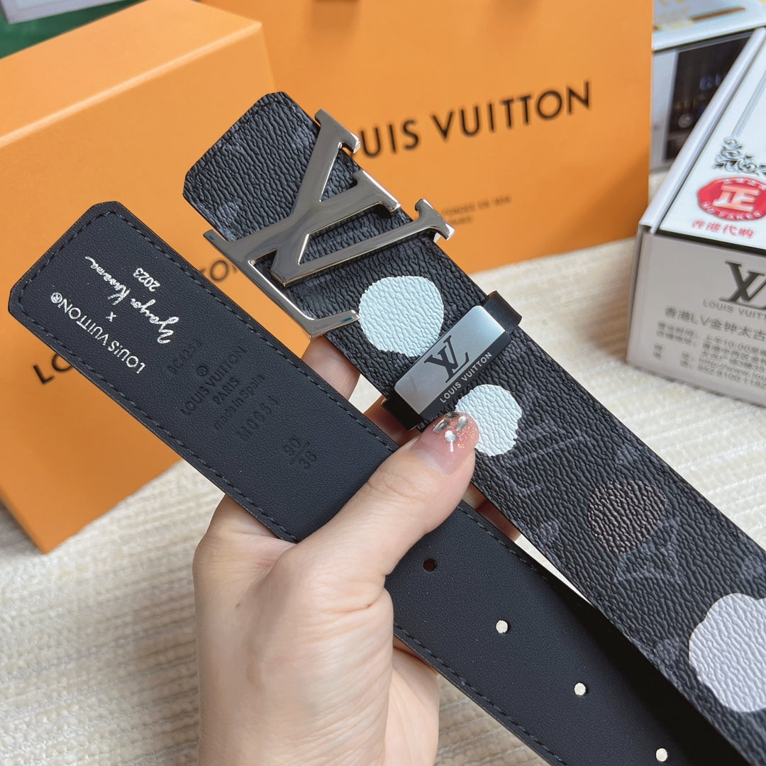 LV 25S BELT 38 MM IN DARK CHARCOAL GRAY CALFSKIN 593281 - 26-28