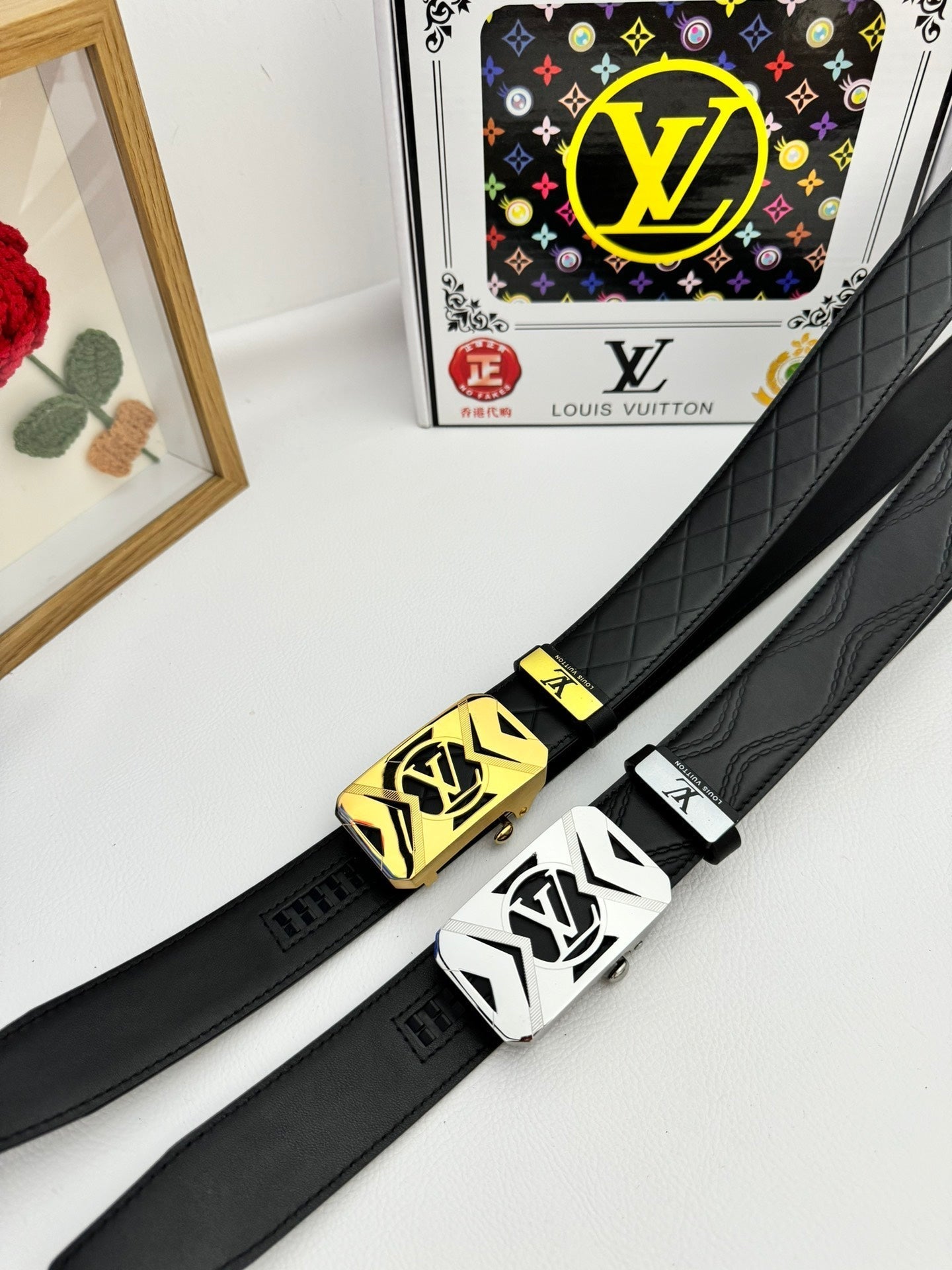 LV 25S BELT 35 MM IN BLACK CALFSKIN 593218 - 26-28