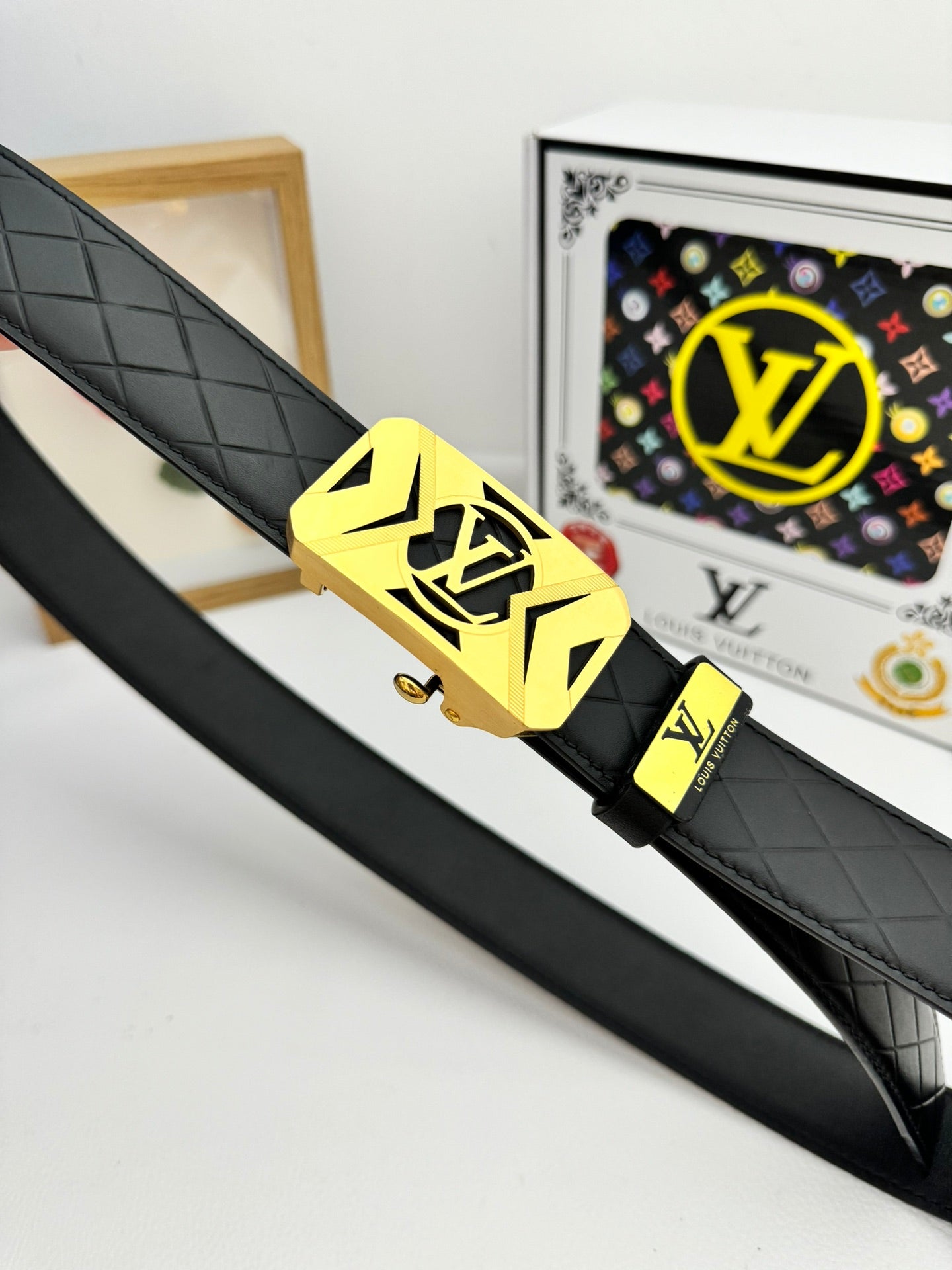 LV 25S BELT 35 MM IN BLACK CALFSKIN 593219 - 26-28